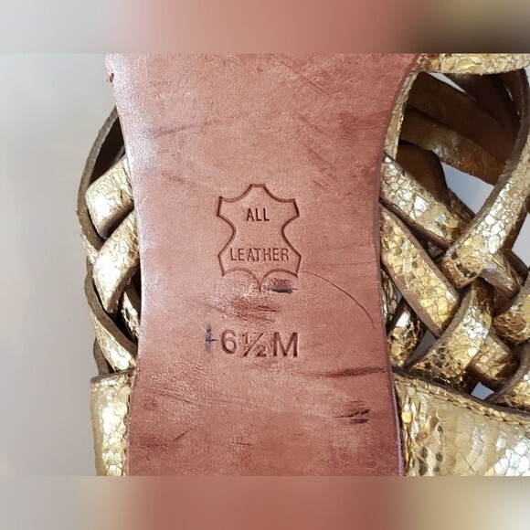 Tory Burch Nadia Women's Gold Braided Leather Heel Size 6.5 M - Picture 9 of 12